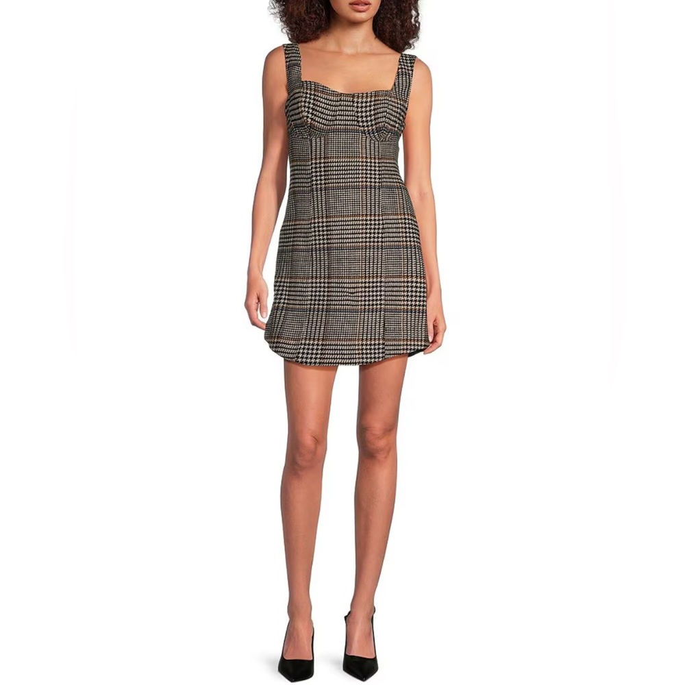 NWT Le’ AL.X Wool Plaid Bustier Dress